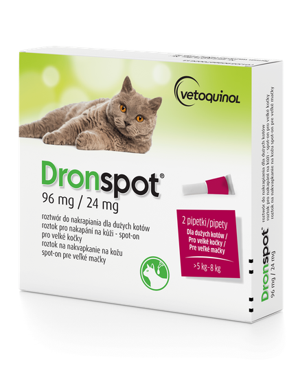 Vetoquinol Dronspot Spot-on Krople Odrobaczające dla Kotów 5-8 kg 2 Pipety