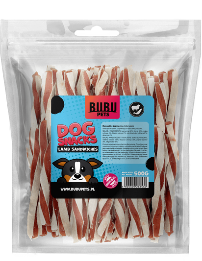 Bubu Pets Kanapka z Jagnięciną i Dorszem Przysmak dla Psa 500g