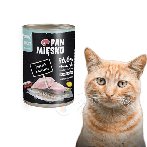 Pan Mięsko Mokra Karma dla Kota Kurczak z Dorszem 400g 