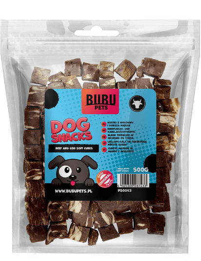 Bubu Pets Kostki Wołowina z Dorszem Przysmak dla Psa 500g