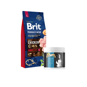 BRIT Premium By Nature Adult Large Breed L 15kg + Prize Flex Core 300g