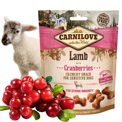 Carnilove Crunchy Snack Bezzbożowa Przekąska Dla Psów Lamb With Cranberries 200g